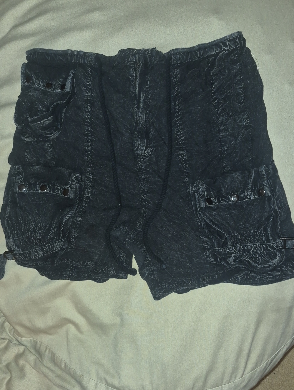 Free People Black Washed Cargo Shorts